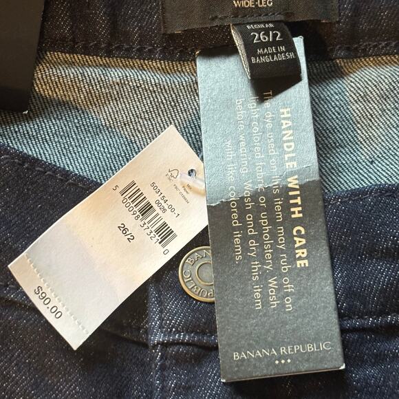 Banana Republic Factory NWT Wide Leg Dark Wash Jeans - size 26/2R - Picture 8 of 8